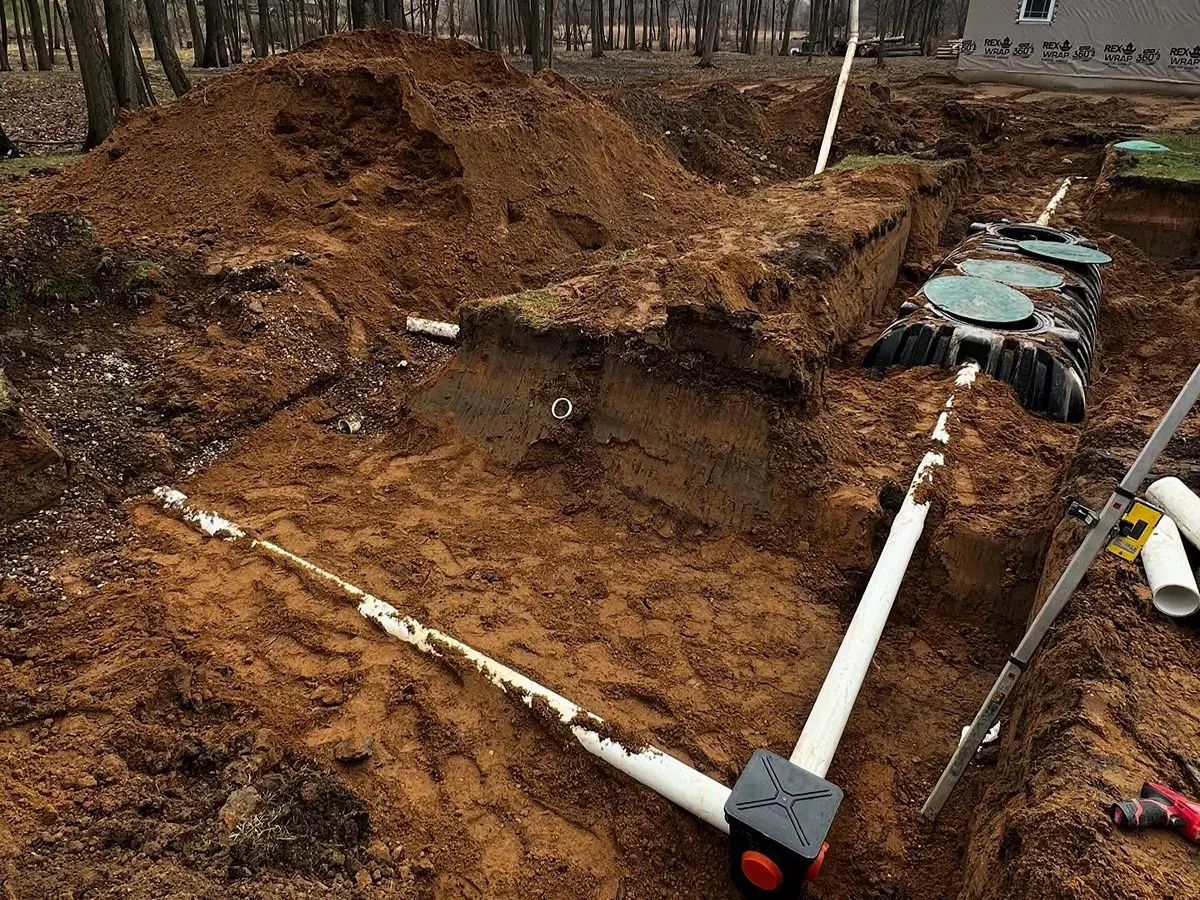 Engineered septic system installation on challenging residential property