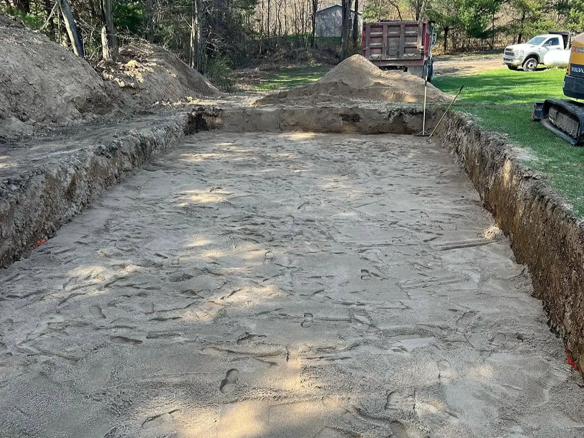 Soil and excavation conditions for a septic system installation
