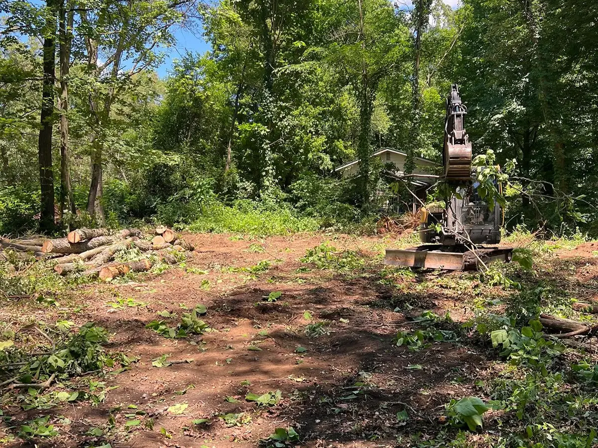 Cleared residential building site being prepared for construction