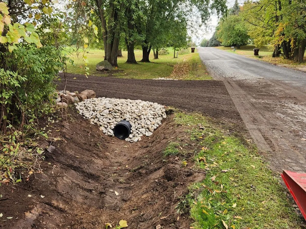 After driveway culvert and drainage ditch excavation
