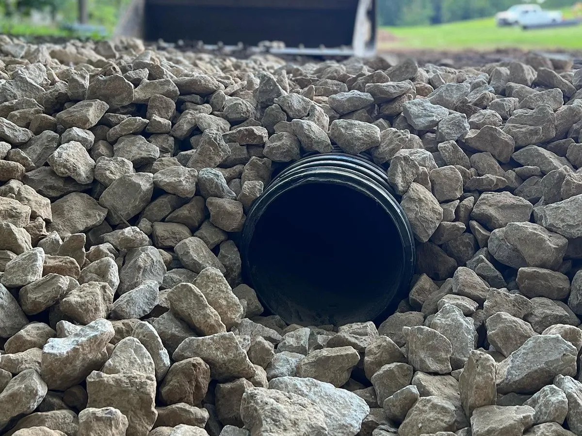 Close-up of culvert pipe for drainage installation