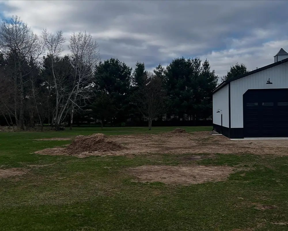 Yard before drainage and grading improvements