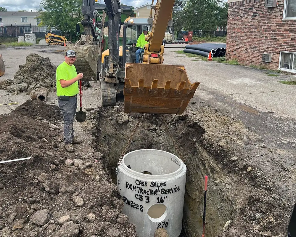 Installing a catch basin for surface water drainage